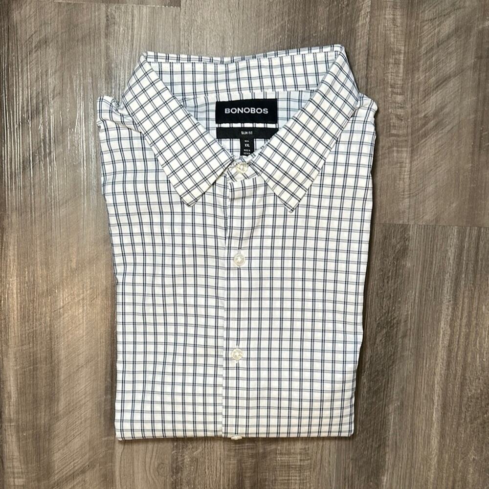 Bonobos Performance Slim Fit Checkered Long Sleeve Button Down - 2XL
